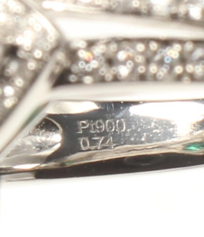 美品 リング 指輪 Pt900 エメラルド0.74ct ダイヤ0.68ct レディース SIZE 11号