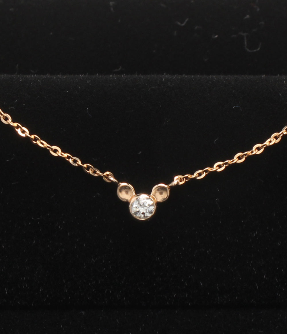 美品 Disney K.UNO ネックレス K18 ダイヤ 0.03ct ミッキーモチーフ レディース ディズニー