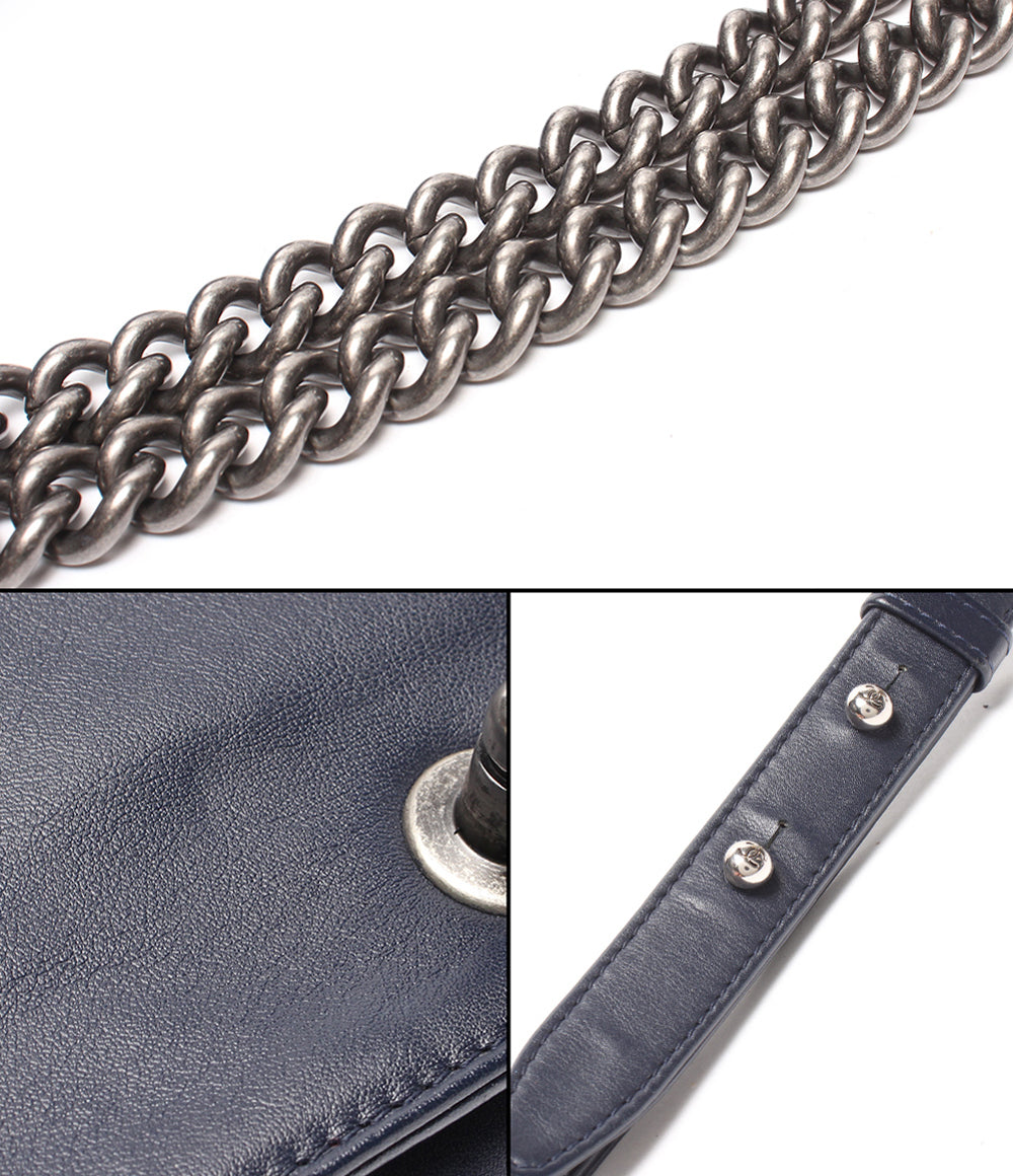 CHANEL チェーンショルダーバッグ 肩掛け シルバー金具 シングルフラップ ボーイシャネル 25 A67086 レディース シャネル