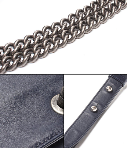 CHANEL チェーンショルダーバッグ 肩掛け シルバー金具 シングルフラップ ボーイシャネル 25 A67086 レディース シャネル