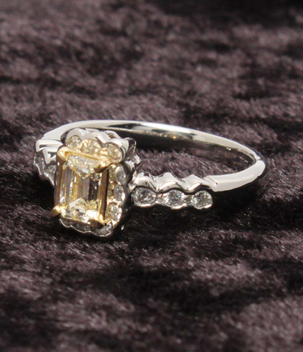 美品 リング 指輪 K18 Pt900 ダイヤ0.43ct 0.24ct レディース