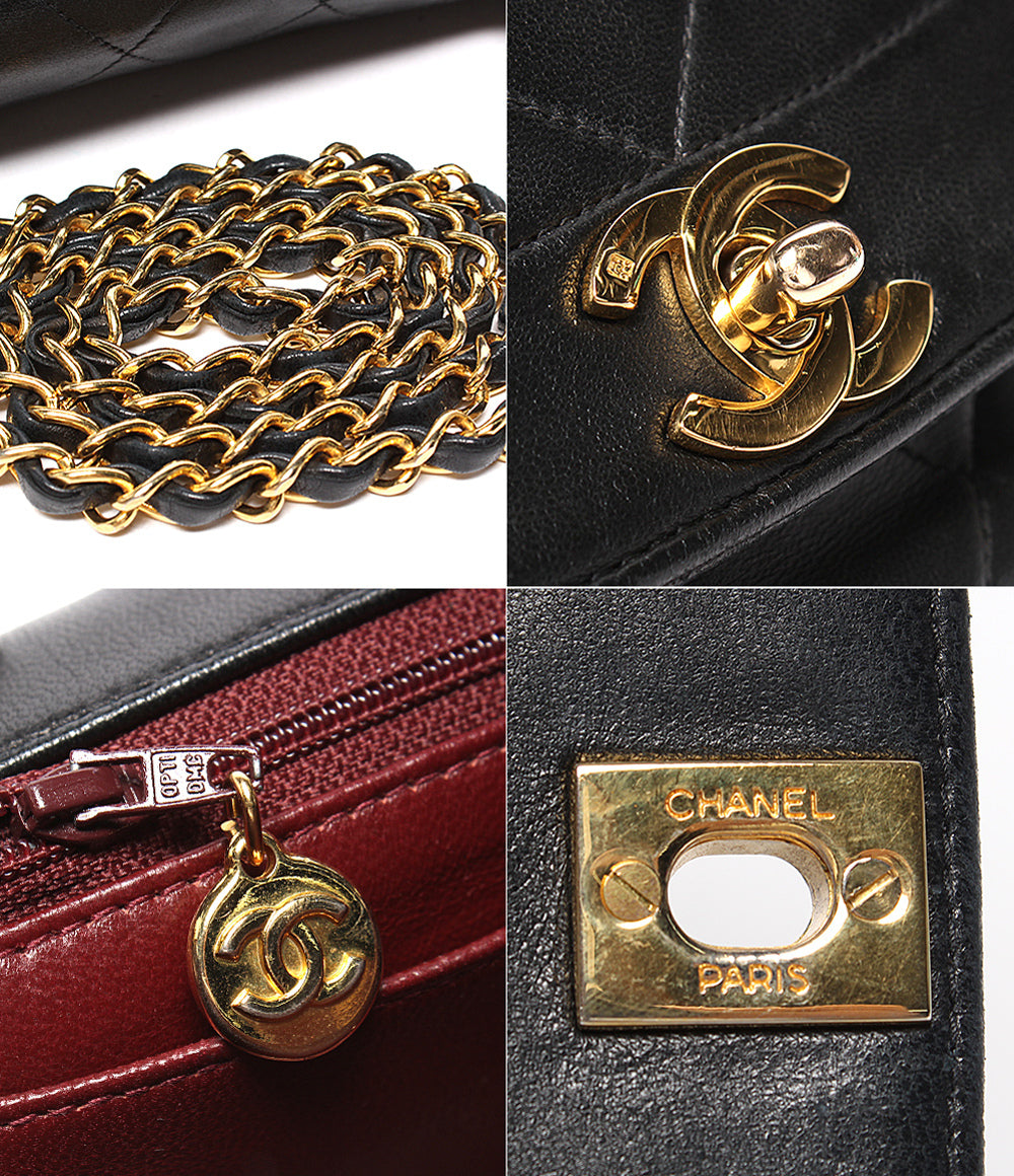 CHANEL チェーンショルダーバッグ ゴールド金具 シングルフラップ シングルチェーン マトラッセ ラムスキン 2番台 ダイアナ25 A01165 レディース