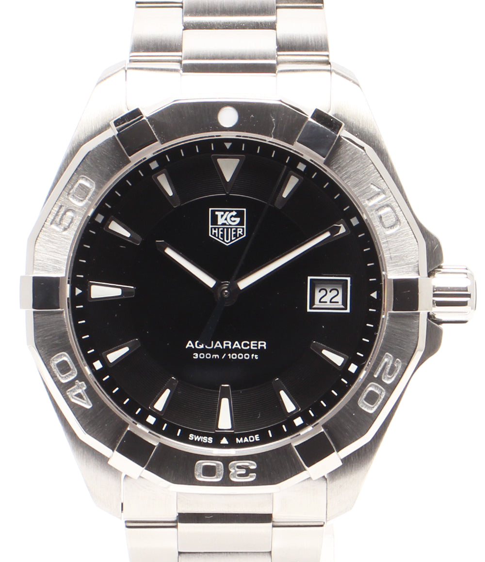 美品 TAG HEUER 腕時計 アクアレーサー クオーツ ブラック WAY1110 BA0928 メンズ タグホイヤー