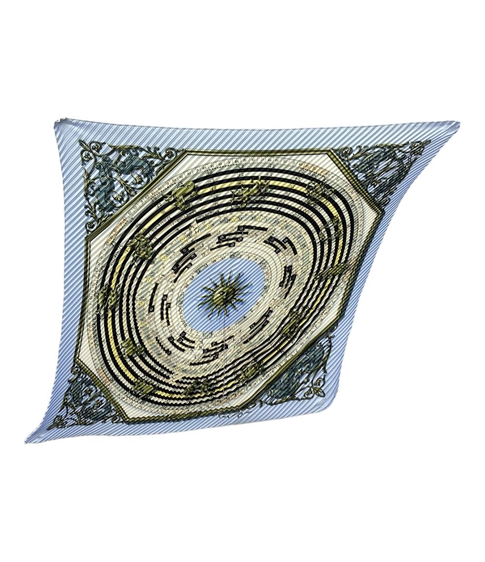 HERMES プリーツスカーフ カレ90 シルク 100% DIES ET HORE レディース