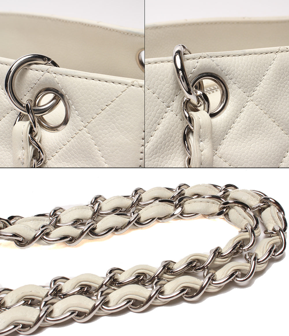 CHANEL チェーントートバッグ ショルダーバッグ 肩掛け シルバー金具 マトラッセ ココマーク キャビアスキン 12番台 レディース シャネル