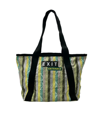 美品 LeSportsac トートバッグ 肩掛け ストライプ柄 EXIT RINRIN PANIC レディース レスポートサック