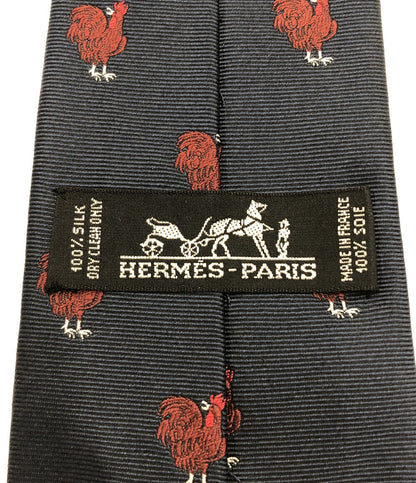 エルメス  ネクタイ シルク100％ 軍鶏柄      メンズ  (複数サイズ) HERMES