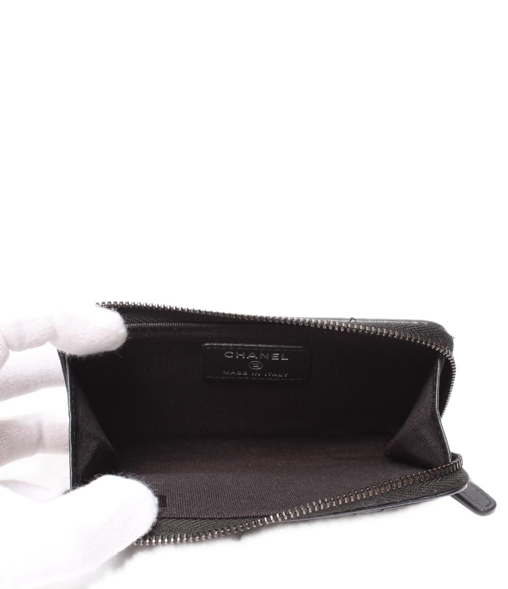 CHANEL カードケース コインケース フラグメントケース ブラック金具 ソーブラック マトラッセ ラムスキン AP3179 レディース シャネル
