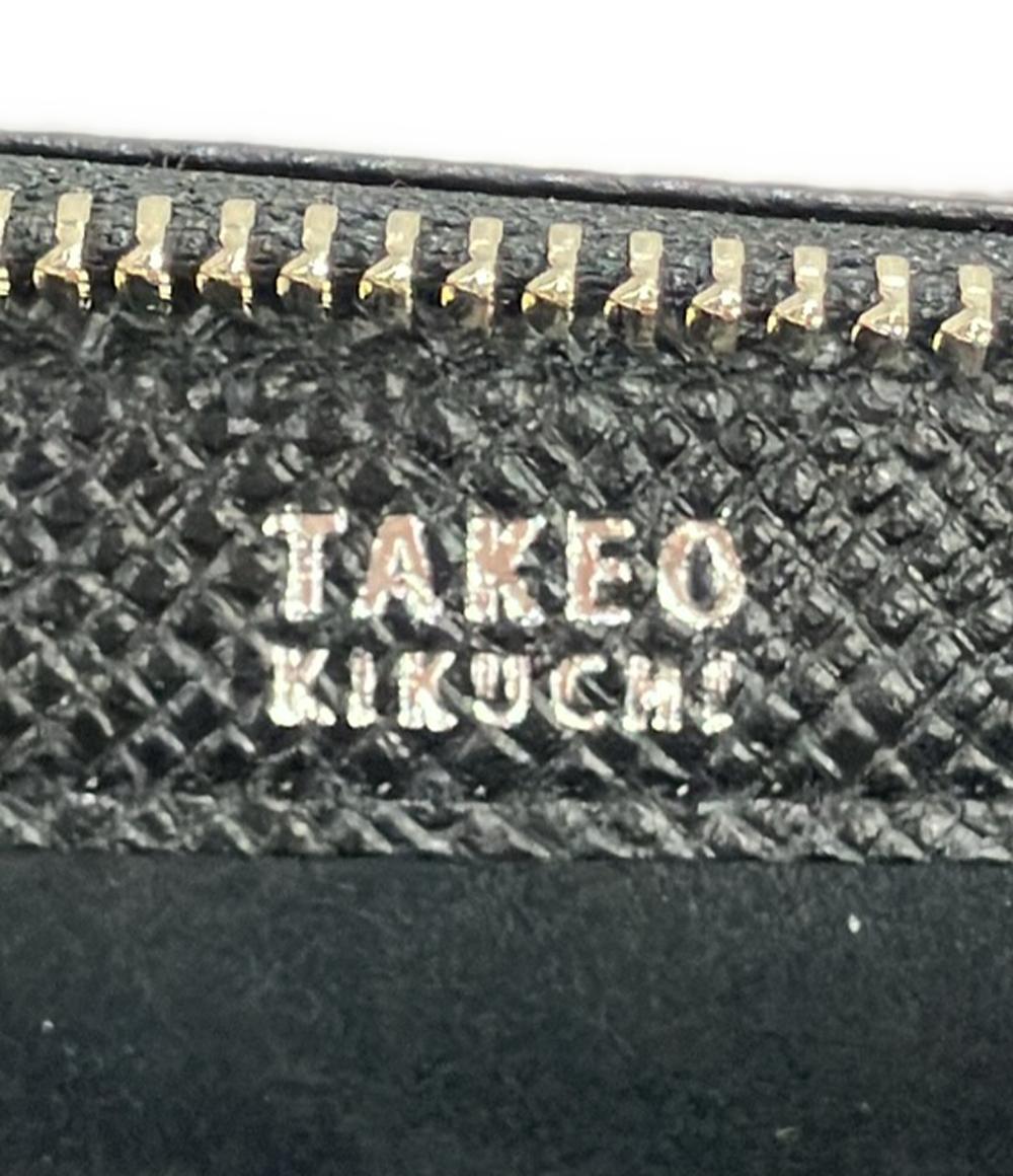 美品 TAKEO KIKUCHI ラウンドファスナー長財布 カラビナ付き メンズ タケオキクチ