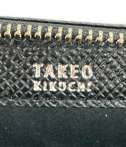 美品 TAKEO KIKUCHI ラウンドファスナー長財布 カラビナ付き メンズ タケオキクチ