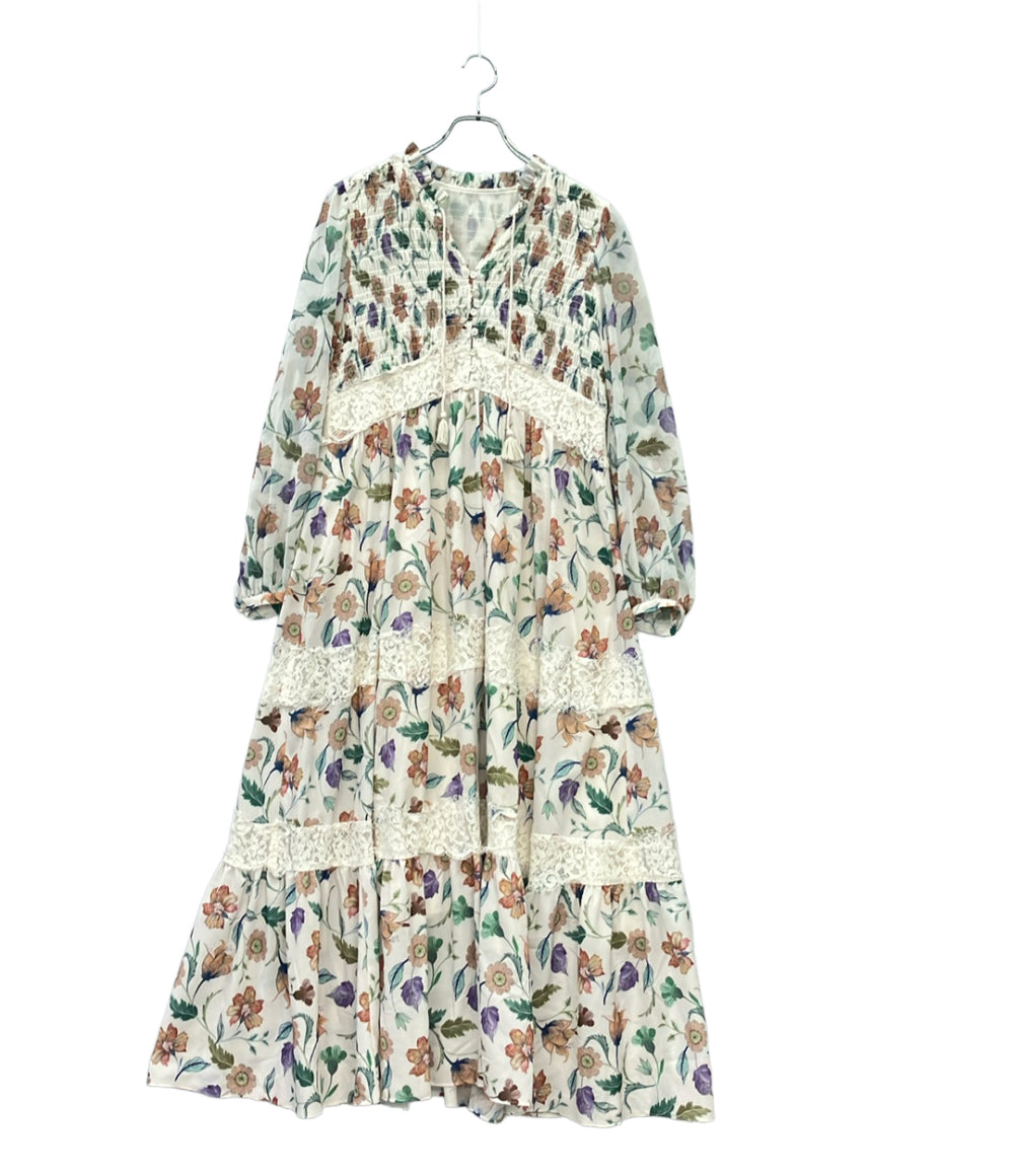 美品 GRACE CONTINENTAL 長袖ワンピース レース 花柄 レディース SIZE 36 (S) グレースコンチネンタル