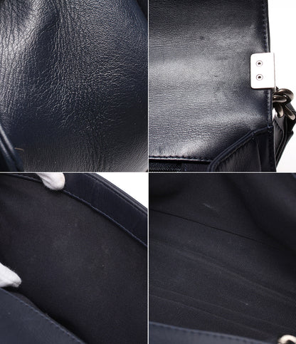 CHANEL チェーンショルダーバッグ 肩掛け シルバー金具 シングルフラップ ボーイシャネル 25 A67086 レディース シャネル