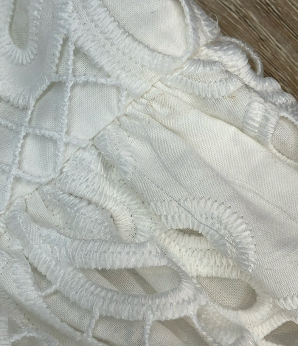 self-portrait 半袖ワンピース ベルト付き レース ホワイト レディース SIZE UK6 (S) セルフ ポートレイト