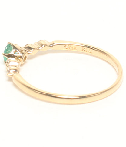 美品 STAR JEWELRY リング 指輪 K18 エメラルド ダイヤ 0.04ct レディース SIZE 7号 スタージュエリー