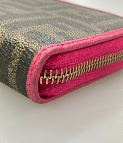 FENDI ラウンドファスナー長財布 キャンバス レザー ズッカ 8M0299 レディース フェンディ