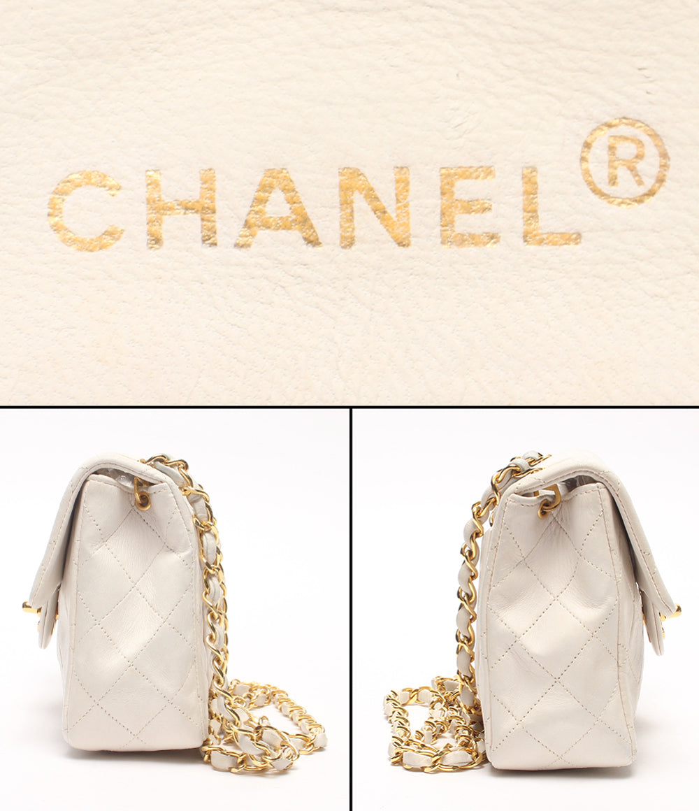 CHANEL チェーンショルダーバッグ 肩掛け 斜め掛け ゴールド金具 シングルチェーン シングルフラップ ミニマトラッセ ラムスキン 1番台 レディース