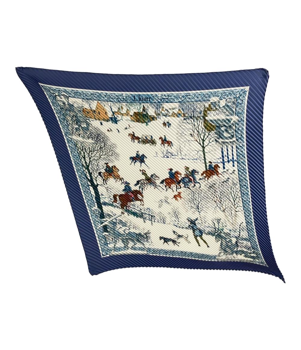 美品 HERMES スカーフ シルク100% プリーツカレ90 Lhiver レディース エルメス