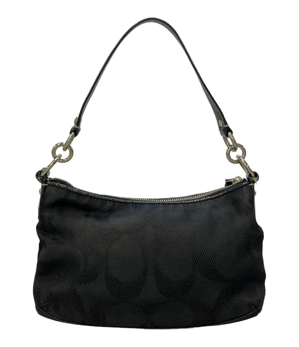 美品 COACHコーチ 2wayショルダーバッグ ブラック シボ COACH 2way ショルダーバッグ 肩掛け 斜め掛け ラージシグネチャー