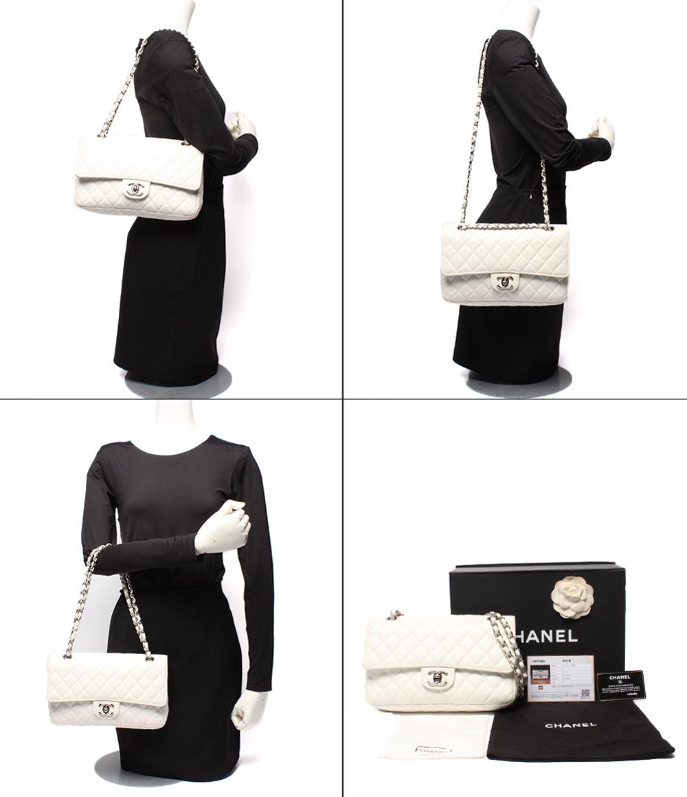 シャネル ショルダーバッグ 肩掛け ダブルフラップ ダブルチェーン シルバー金具 キャビアスキン マトラッセ25 レディース CHANEL