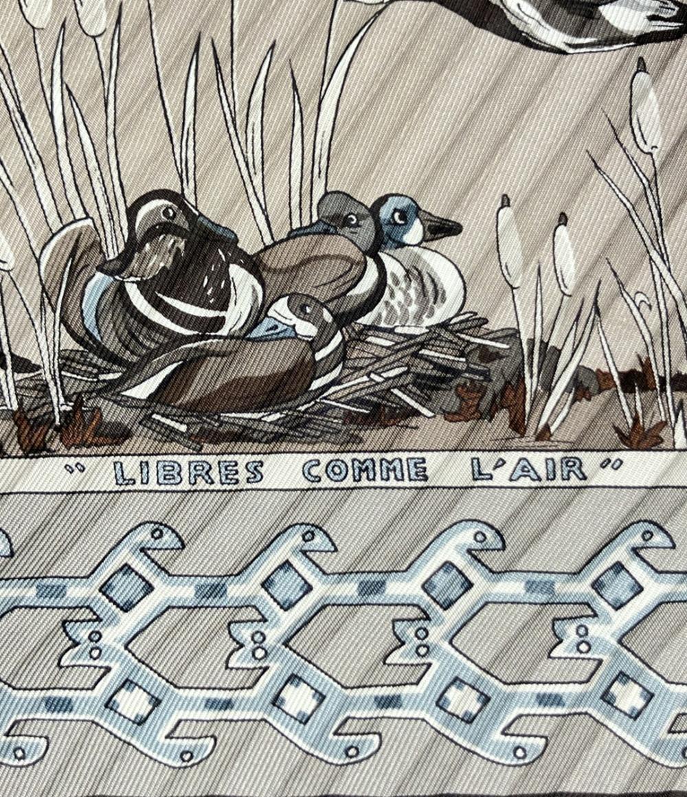 美品 HERMES スカーフ シルク100 プリーツカレ90 Libres comme lair