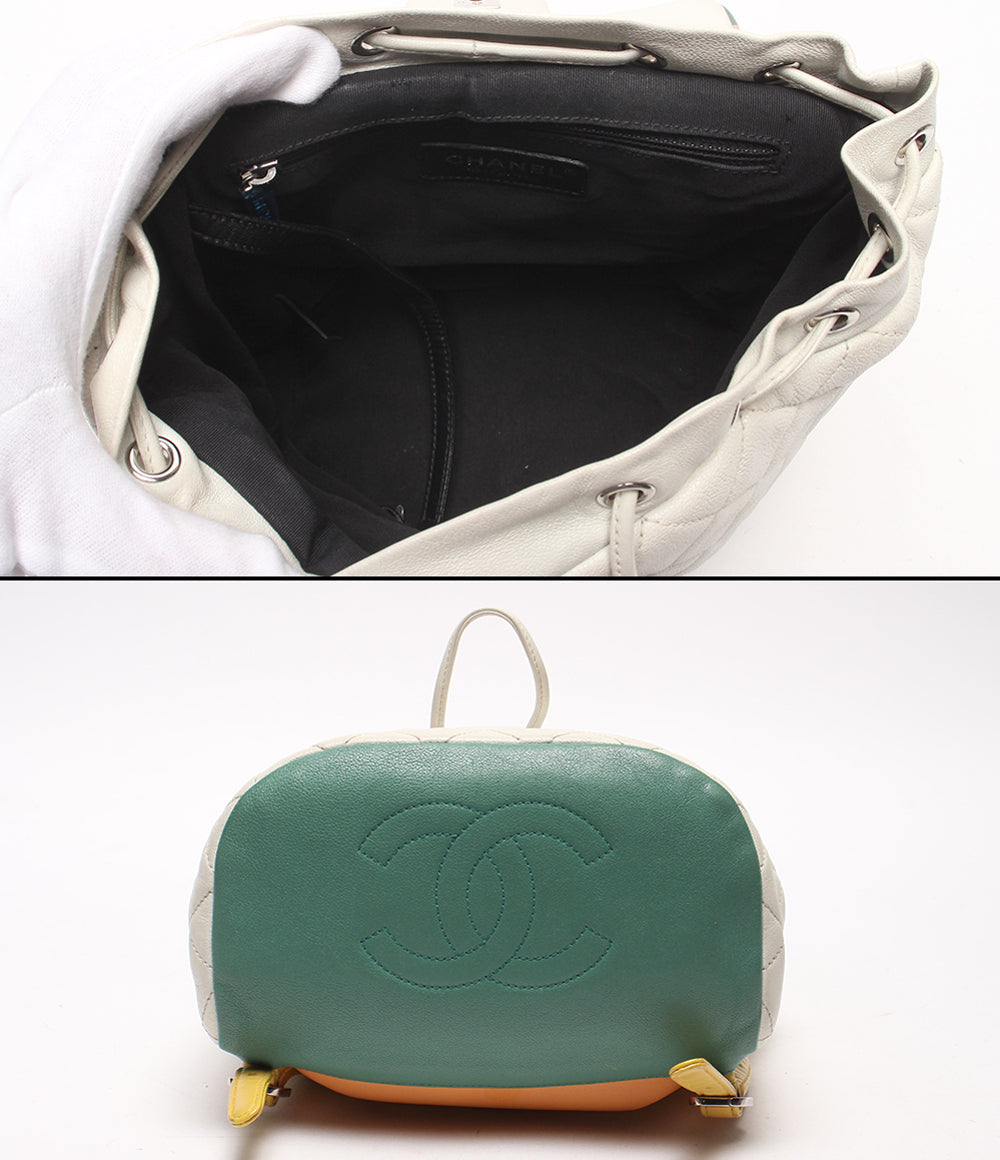CHANEL リュック バックパック シルバー金具 マトラッセ シングルフラップ 23番台 ラムスキン レディース シャネル