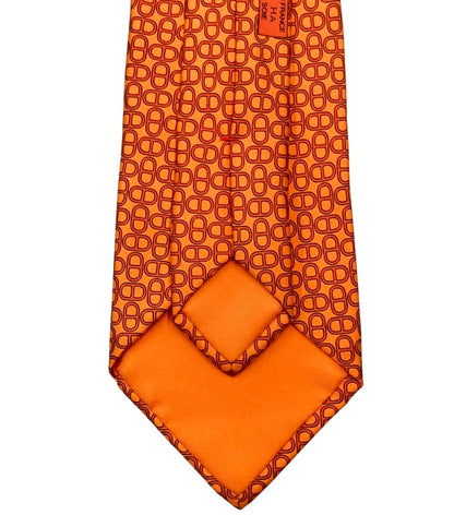 美品 HERMES ネクタイ シルク100% シェーヌダンクル メンズ エルメス