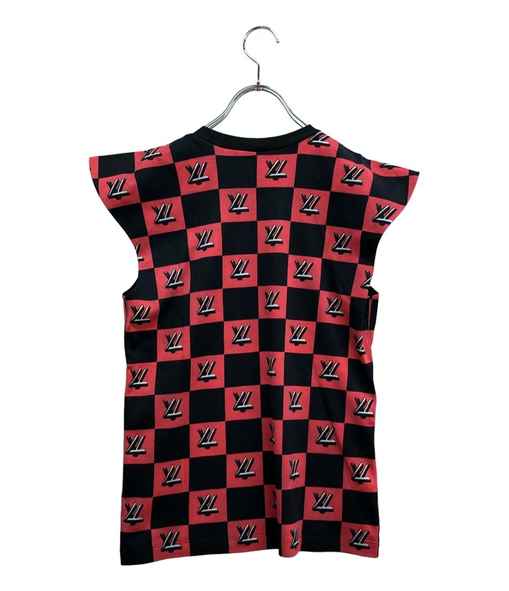 美品 LOUIS VUITTON ノースリーブ ツイストロック 格子柄 首元チェーン RW181B HAI FETS79 レディース SIZE S ルイ・ヴィトン