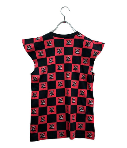 美品 LOUIS VUITTON ノースリーブ ツイストロック 格子柄 首元チェーン RW181B HAI FETS79 レディース SIZE S ルイ・ヴィトン