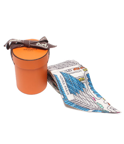 美品 HERMES スカーフ シルク100％ ツイリー PANTIN CITY パンタン シティ エルメス