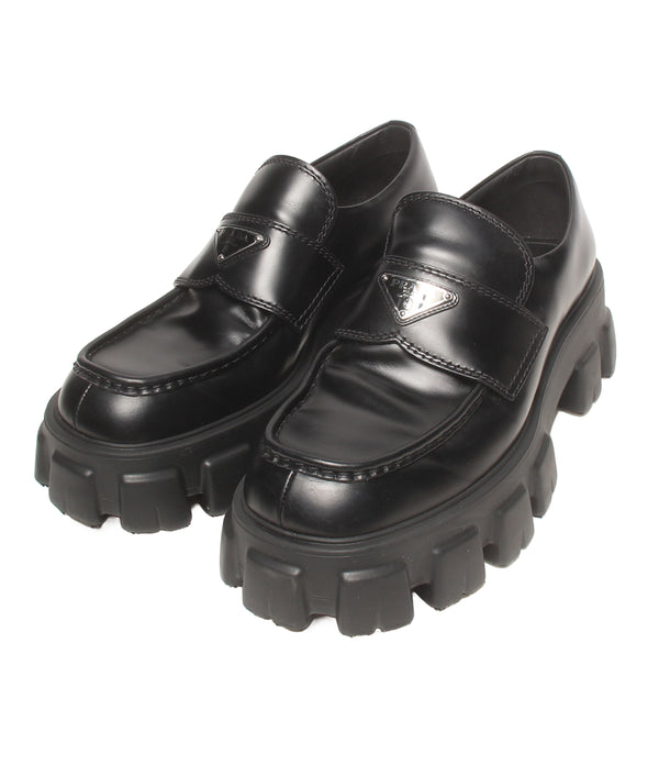プラダ ローファー 6 メンズ 2DE129 黒 PRADA モノリス ブラッシュドレザー ローファー 2DE129 メンズ SIZE 9