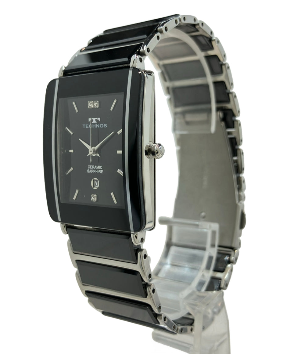TECHNOS 腕時計 クオーツ ブラック T9137 メンズ テクノス