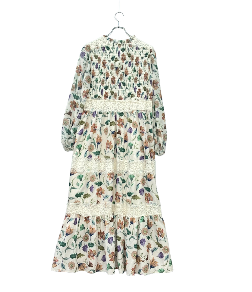 美品 GRACE CONTINENTAL 長袖ワンピース レース 花柄 レディース SIZE 36 (S) グレースコンチネンタル