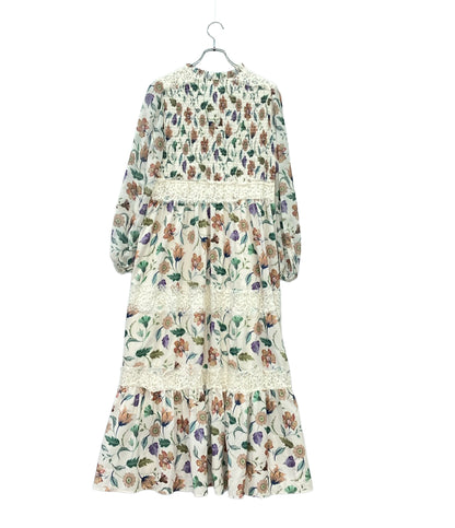 美品 GRACE CONTINENTAL 長袖ワンピース レース 花柄 レディース SIZE 36 (S) グレースコンチネンタル