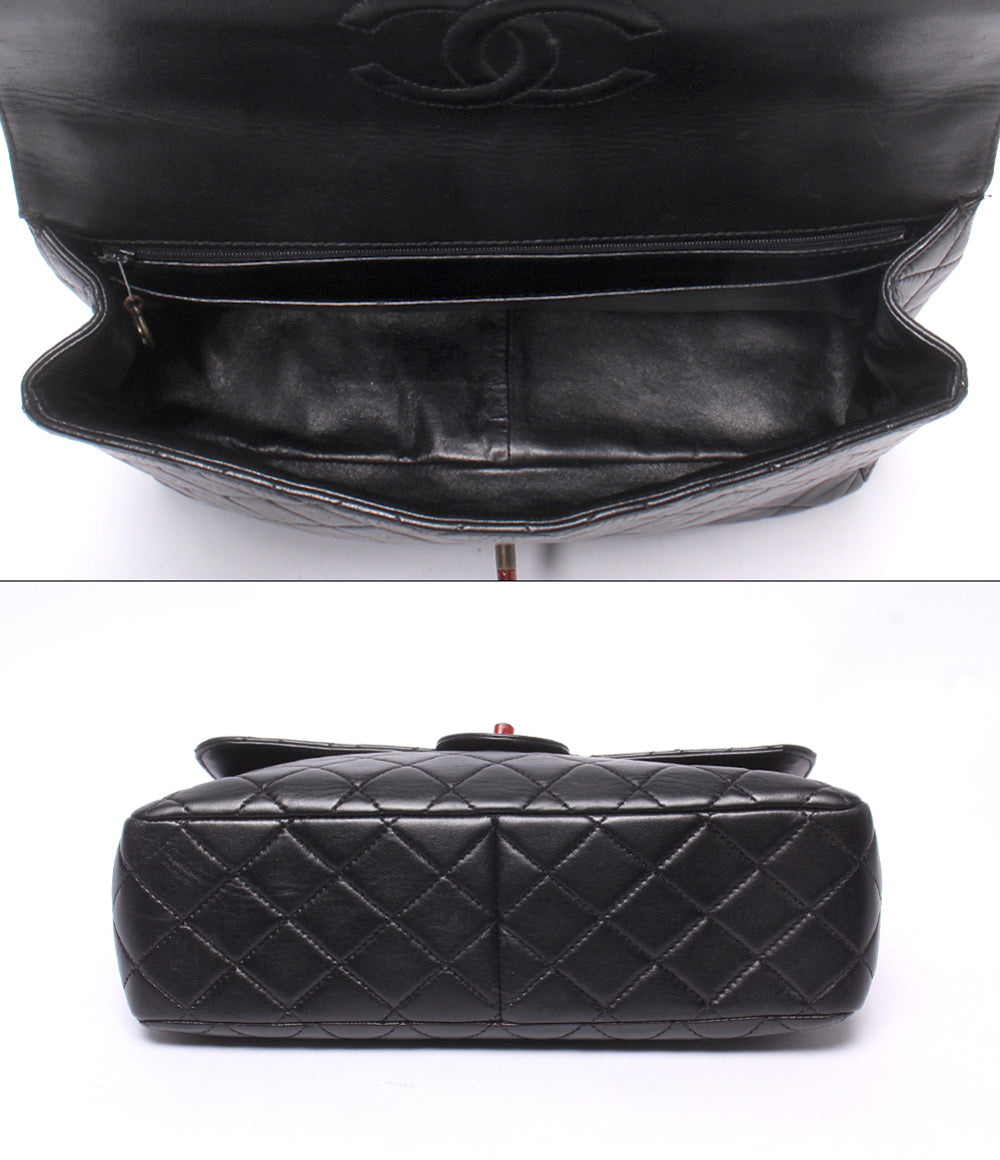 CHANEL チェーンショルダーバッグ 肩掛け 斜め掛け ゴールド金具 4番台 デカマトラッセ シングルチェーン シングルフラップ レディース シャネル