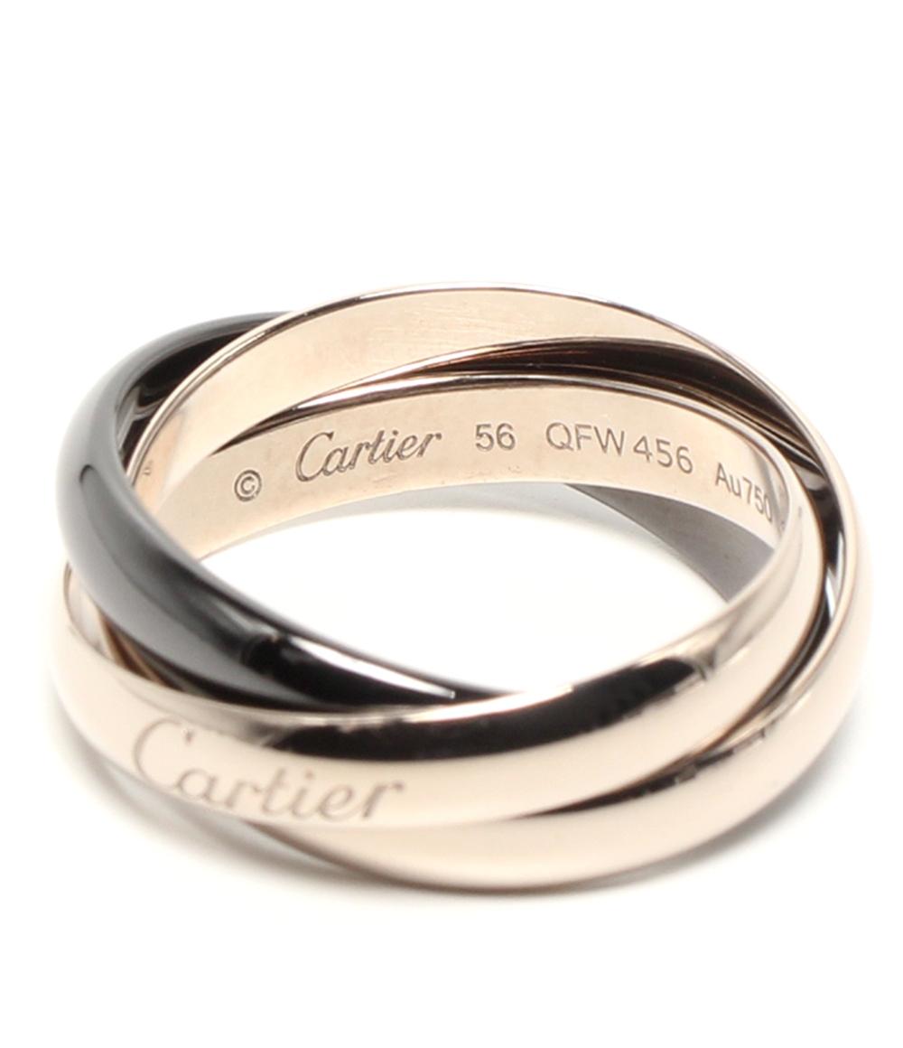 美品 Cartier リング 指輪 K18 トリニティ ブラックセラミック レディース SIZE 14号 カルティエ