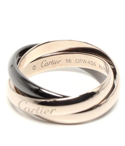 美品 Cartier リング 指輪 K18 トリニティ ブラックセラミック レディース SIZE 14号 カルティエ