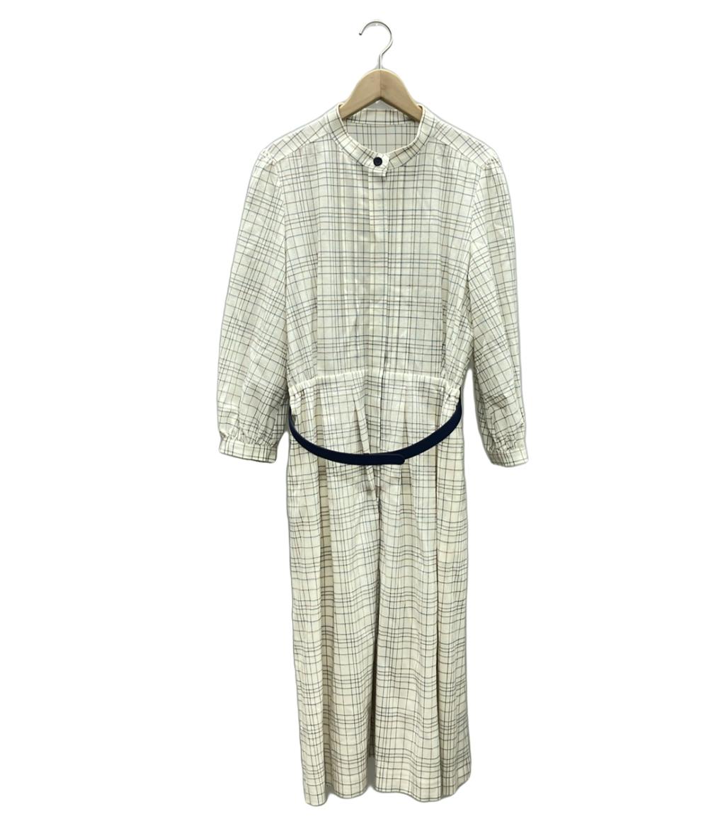 美品 ミスアシダ ウールナイロンチェック柄長袖ロングシャツワンピース レディース SIZE 11 (L) miss ashida