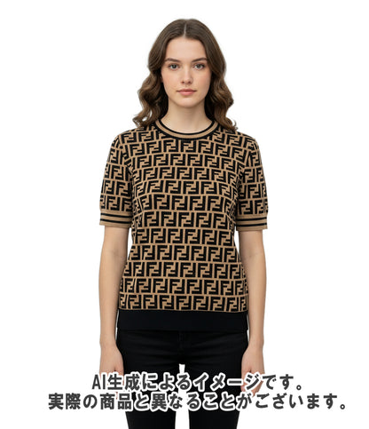 FENDI FFモチーフ 半袖 ニット FZY02-A5QG レディース SIZE 46 (L) フェンディ