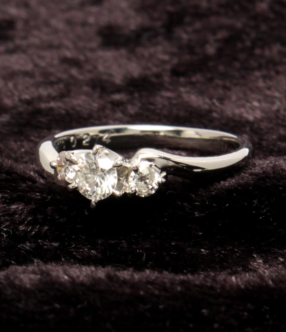 美品 リング 指輪 Pt900 ダイヤ 0.214ct ダイヤ 0.10ct レディース SIZE 7号