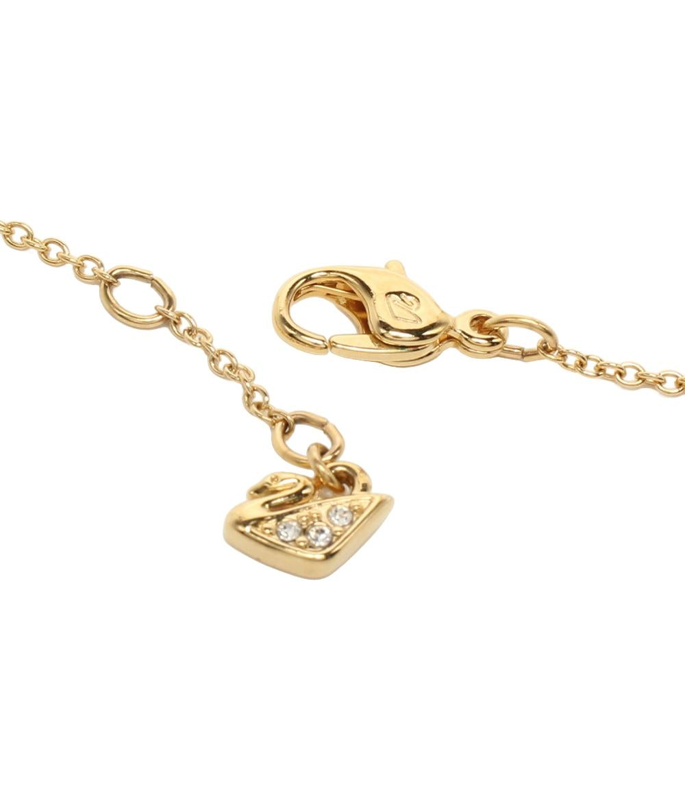 美品 スワロフスキー ロングネックレス 2連 クロスモチーフ ハートモチーフ レディース SWAROVSKI