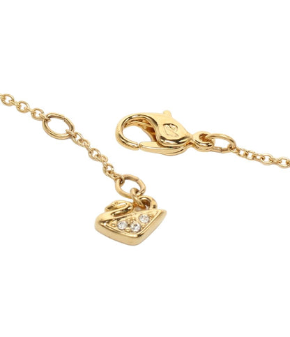 美品 スワロフスキー ロングネックレス 2連 クロスモチーフ ハートモチーフ レディース SWAROVSKI