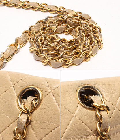 CHANEL チェーンショルダーバッグ 肩掛け ゴールド金具 ダブルチェーン シングルフラップ ラムスキン 1番台 レディース シャネル