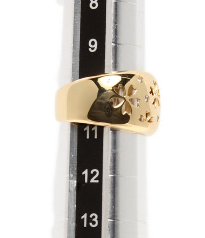 美品 リング 指輪 K18 ダイヤ 0.05ct 透かし彫り 和柄 サクラ レディース SIZE 10号