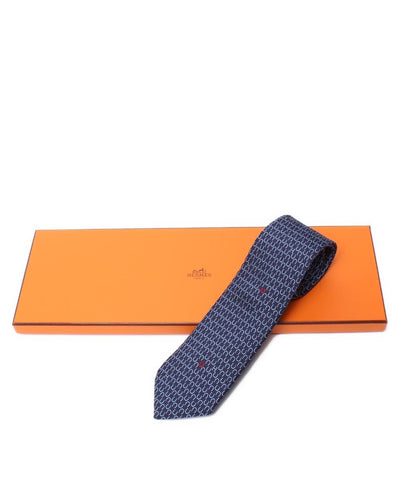 美品 HERMES ネクタイ シルク100％ 馬蹄柄 メンズ エルメス