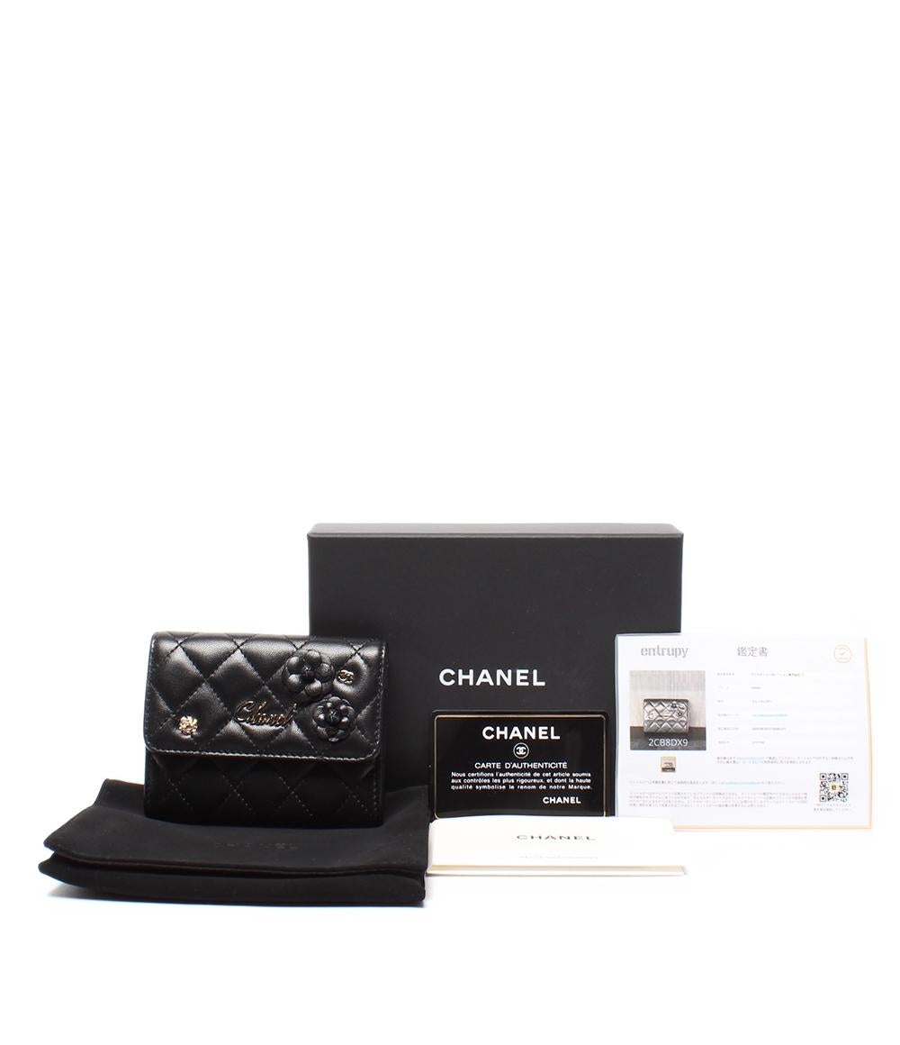 美品 CHANEL コンパクトウォレット コインケース カードケース カメリア 27番台 ゴールド金具 レディース シャネル