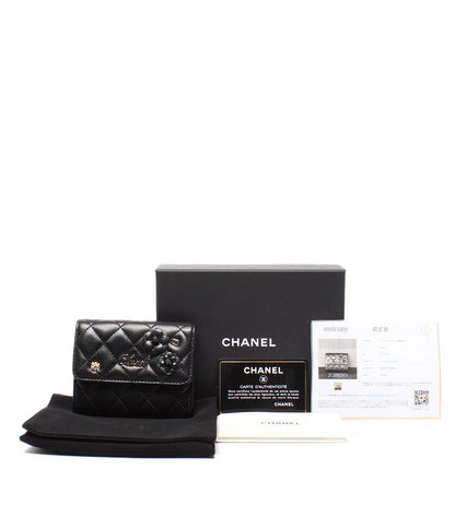 美品 CHANEL コンパクトウォレット コインケース カードケース カメリア 27番台 ゴールド金具 レディース シャネル