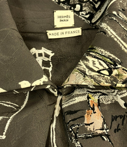 HERMES ツイルレーヌ長袖ブラウス シルク100% SH303 レディース SIZE 38 (M) エルメス