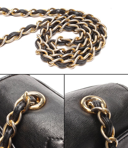CHANEL チェーンショルダーバッグ 肩掛け ゴールド金具 シングルチェーン シングルフラップ マトラッセ ラムスキン レディース シャネル