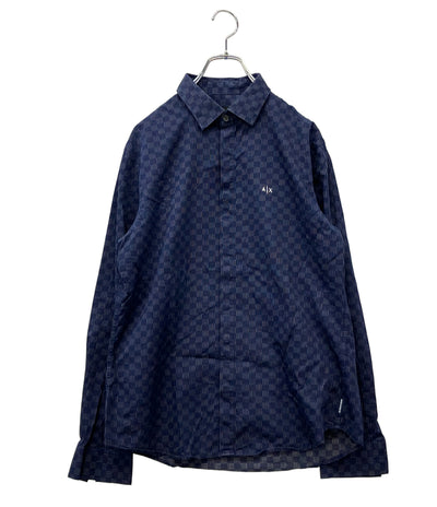 ARMANI EXCHANGE 長袖シャツ 総柄 比翼仕立て メンズ SIZE M アルマーニエクスチェンジ