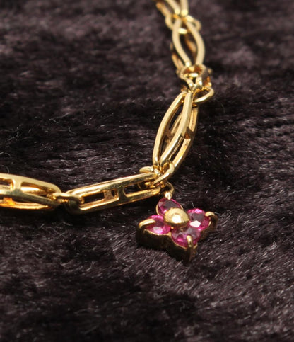 美品 ブレスレット K18 ルビー フラワーモチーフ レディース